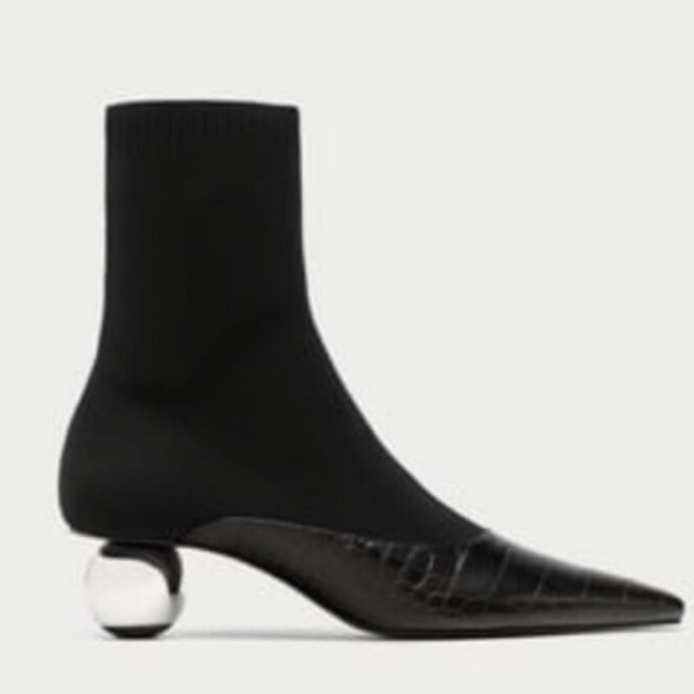 Zara Knit Sphere Heeled Booties